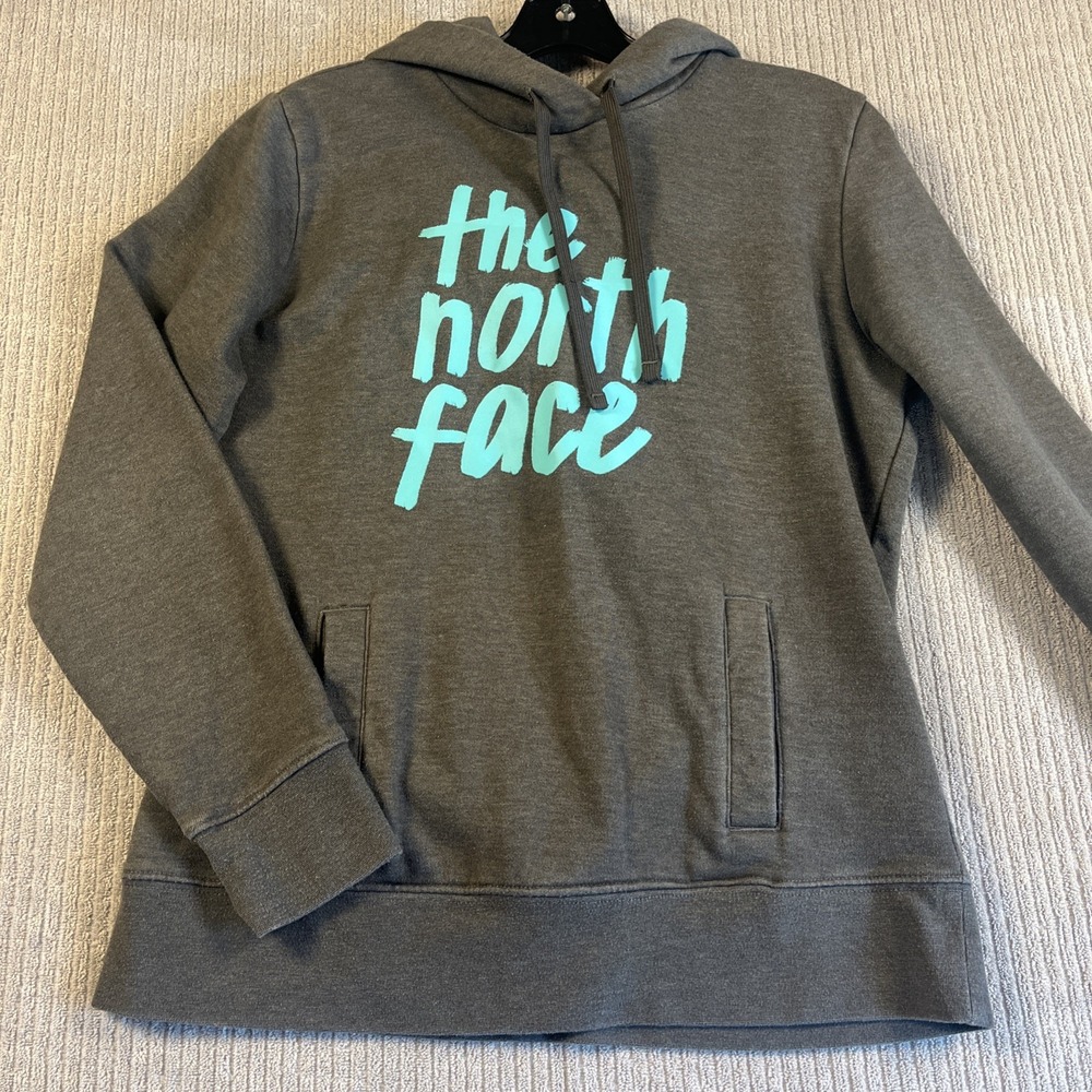 The North Face Hoodie Women's M Gray Graphic Pullover Gorpcore Sweatshirt Fitted